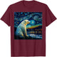 Surrealism Starry Night Polar Bear T-Shirt - T-Shirt | Maroon