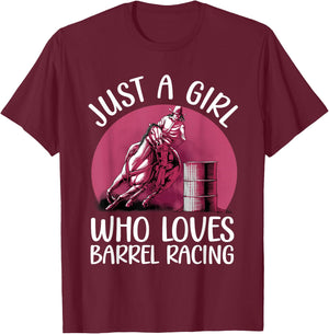Funny Barrel Racing Art For Girls Women Barrel Racer Cowgirl T-Shirt - T-Shirt | Maroon
