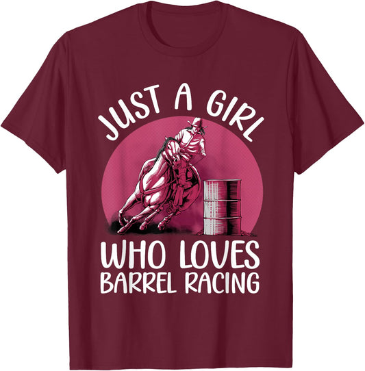 Funny Barrel Racing Art For Girls Women Barrel Racer Cowgirl T-Shirt - T-Shirt | Maroon