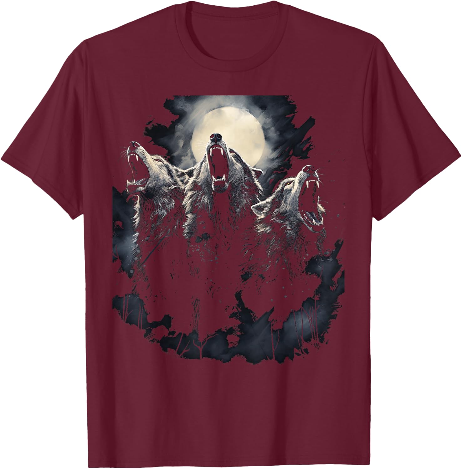 Wolves Howl to the Moon Wolf Wild Animals T-Shirt - T-Shirt | Maroon