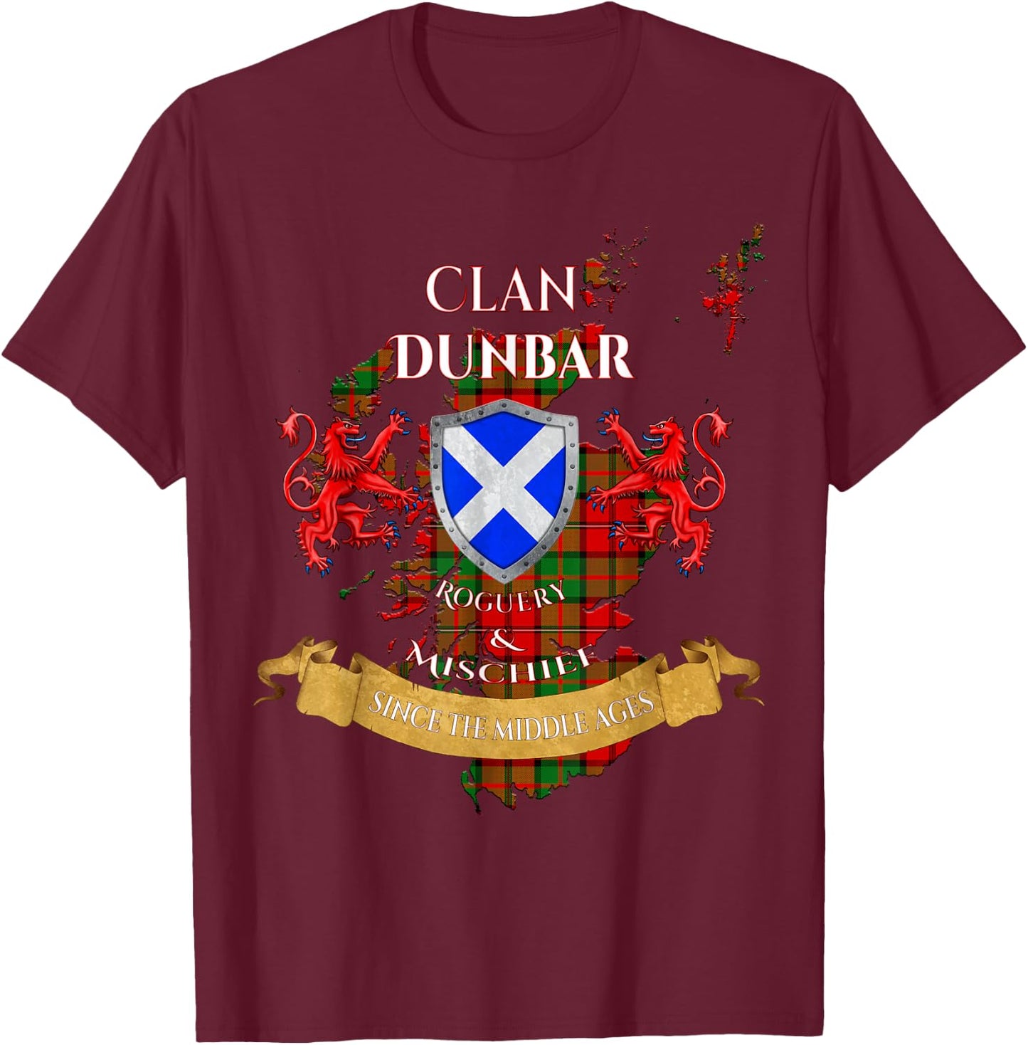 Dunbar Scottish Family Clan Middle Ages Mischief T-Shirt - T-Shirt | Maroon