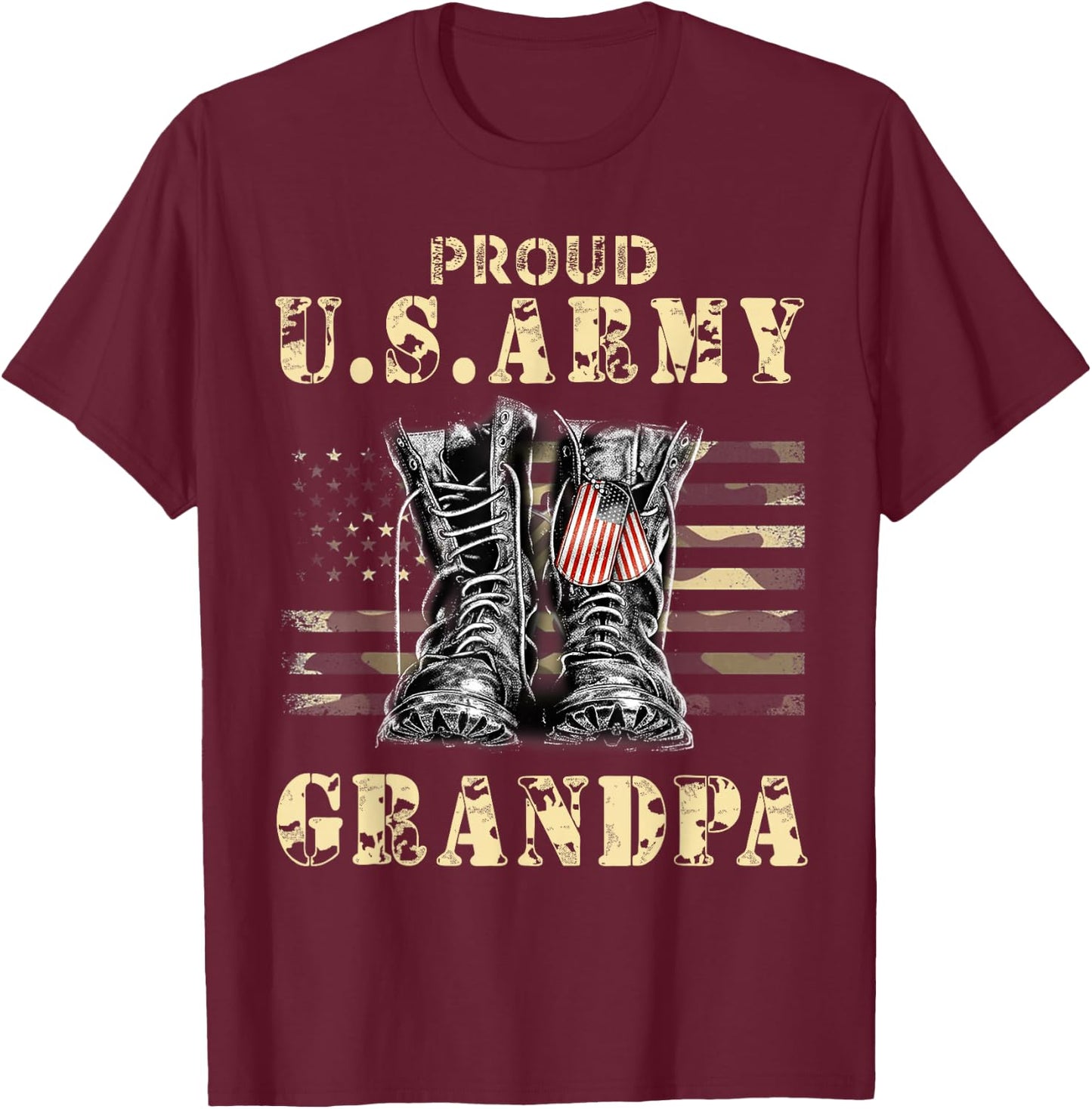 U.S. Patriot U.S. Flag Proud U.S. Army Grandpa T-Shirt - T-Shirt | Maroon