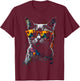 Cat Sunglasses - Pet Animal Art Cat T-Shirt - T-Shirt | Maroon