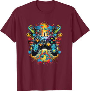 Gamer Aesthetic Graphic Gaming Video Games Boys Teens Kids T-Shirt - T-Shirt | Maroon