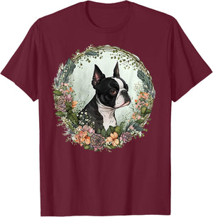 Cute Boston Terrier Dog on Boston Terrier Lover Men Women Kids T-Shirt - T-Shirt | Maroon