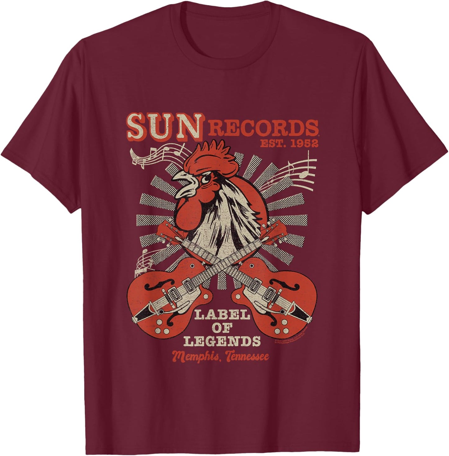 Sun Records Label of Legends T-Shirt - T-Shirt | Maroon