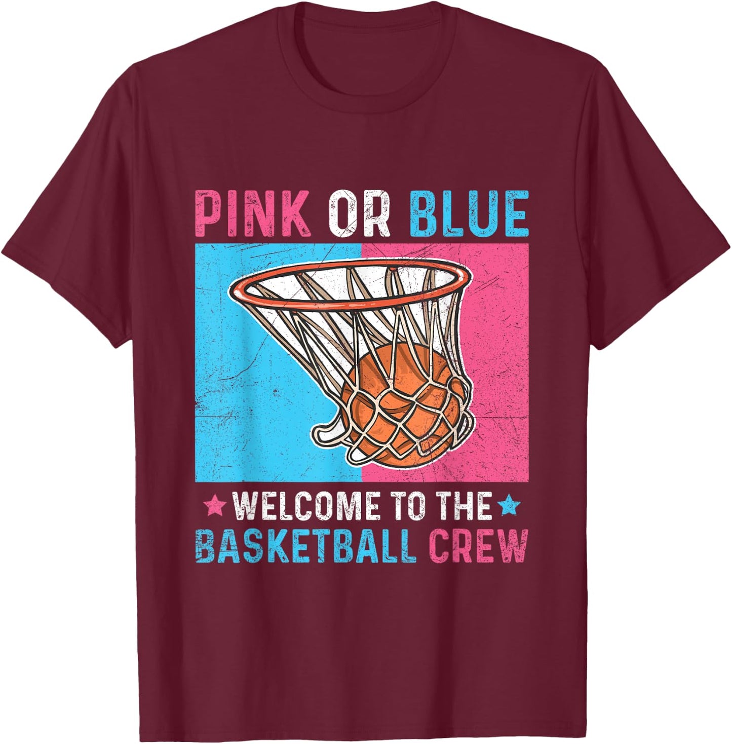 Gender Reveal Basketball Design for a Basketball Player T-Shirt - T-Shirt | Maroon