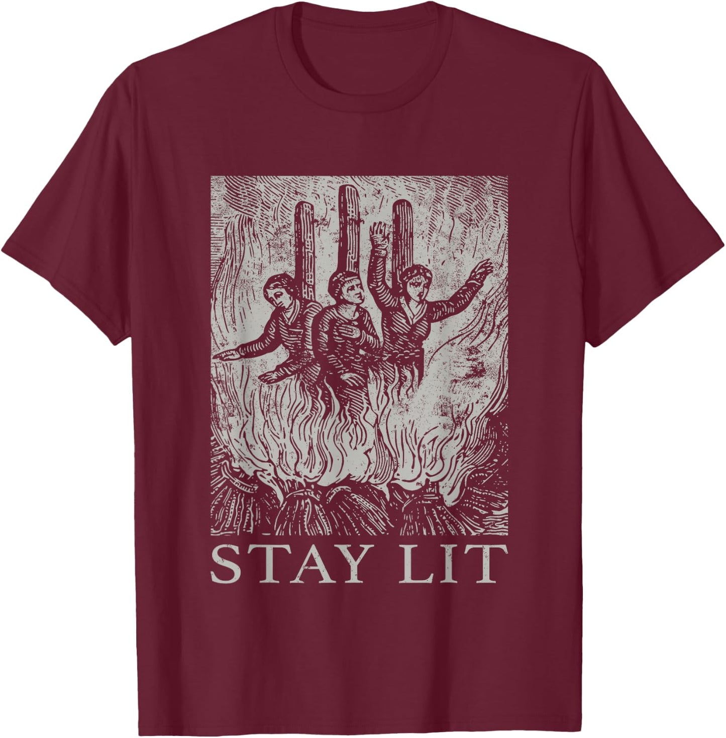 Occult Stay Lit Satan Devil Hell Unholy Antichrist Witch T-Shirt - T-Shirt | Maroon