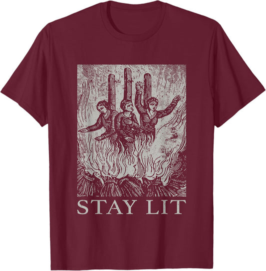 Occult Stay Lit Satan Devil Hell Unholy Antichrist Witch T-Shirt - T-Shirt | Maroon