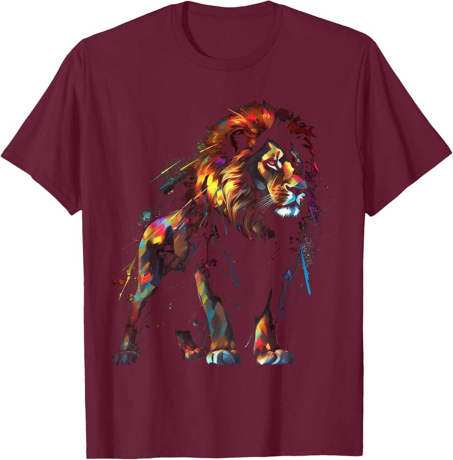 Lion art colourful animal lovers motif zoo lion T-Shirt - T-Shirt | Maroon