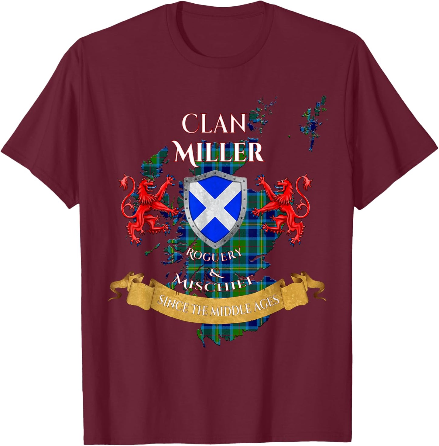 Miller Scottish Family Clan Middle Ages Mischief T-Shirt - T-Shirt | Maroon
