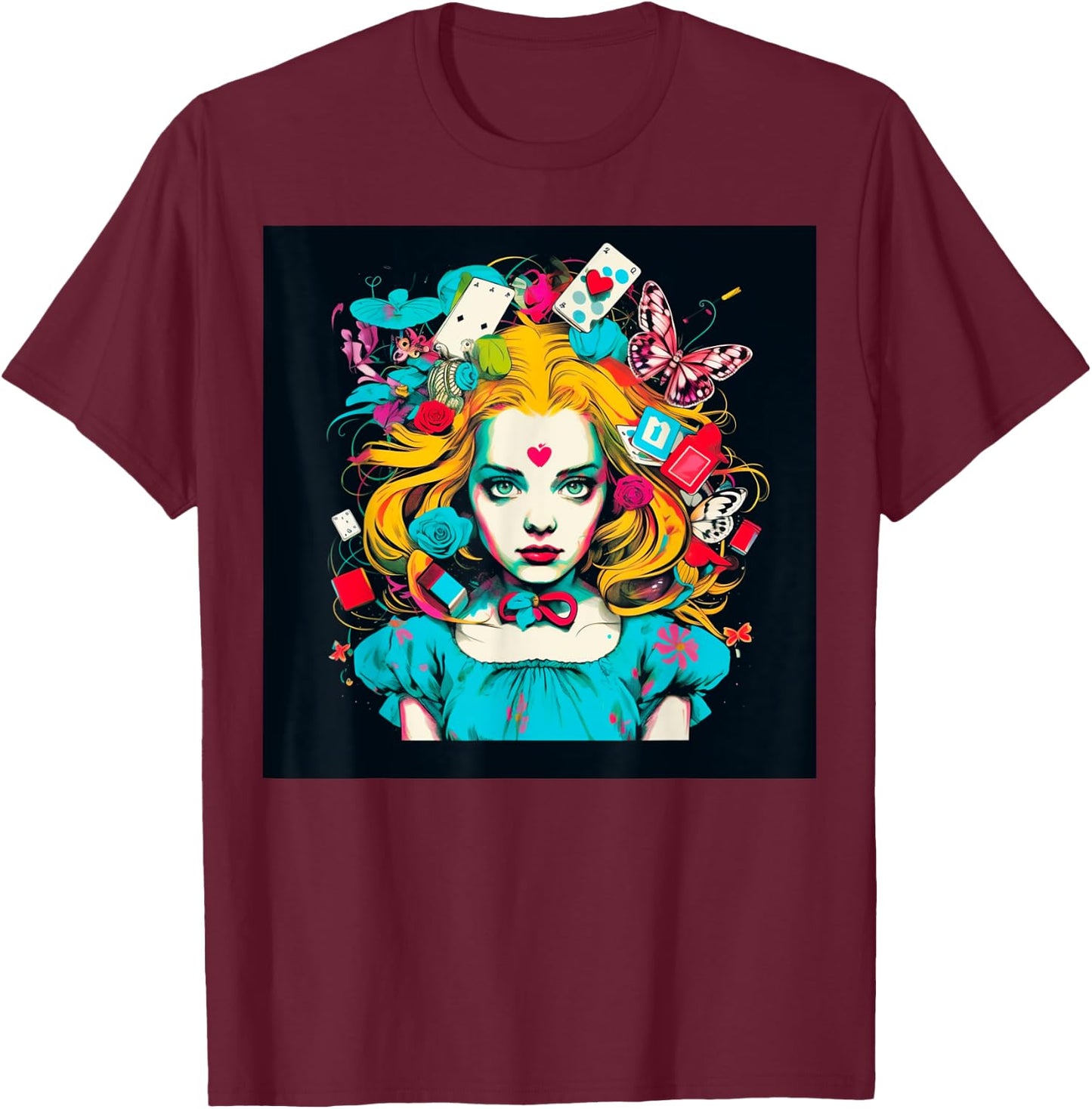 Alice T Wonderland Pop Surrealism Fiction Clothing Punk T T-Shirt - T-Shirt | Maroon
