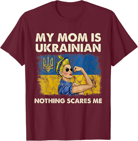 My Mom Is Ukrainian Ukraine Pride Flag Proud of Ukrainian T-Shirt - T-Shirt | Maroon