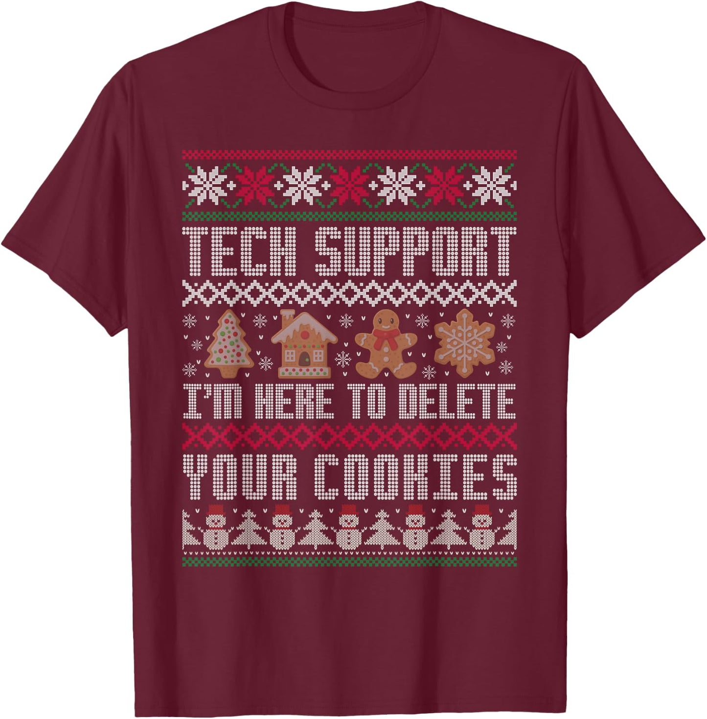Funny Christmas Tech Support Shirt Computer Programmer Gifts T-Shirt - T-Shirt | Maroon