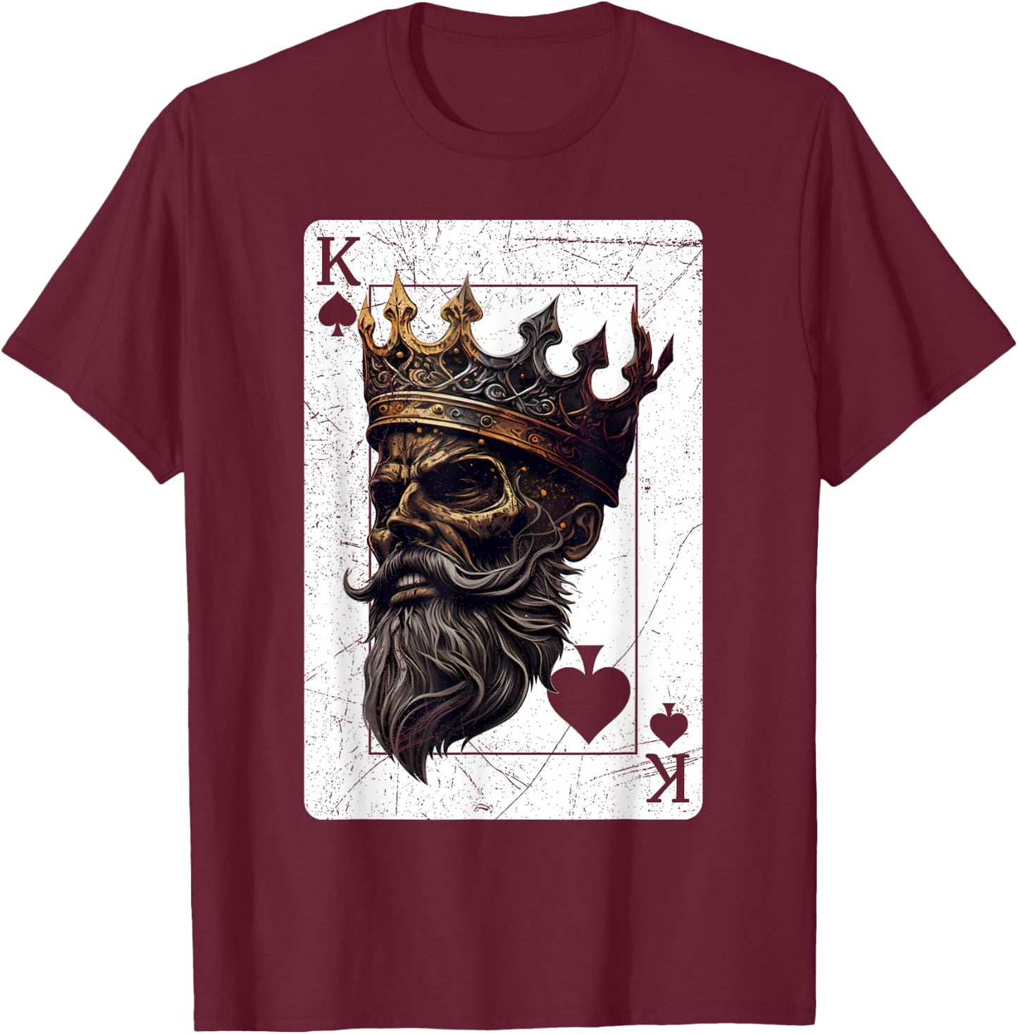 King Spades Creepy Halloween Card Game Poker Gothic T-Shirt - T-Shirt | Maroon
