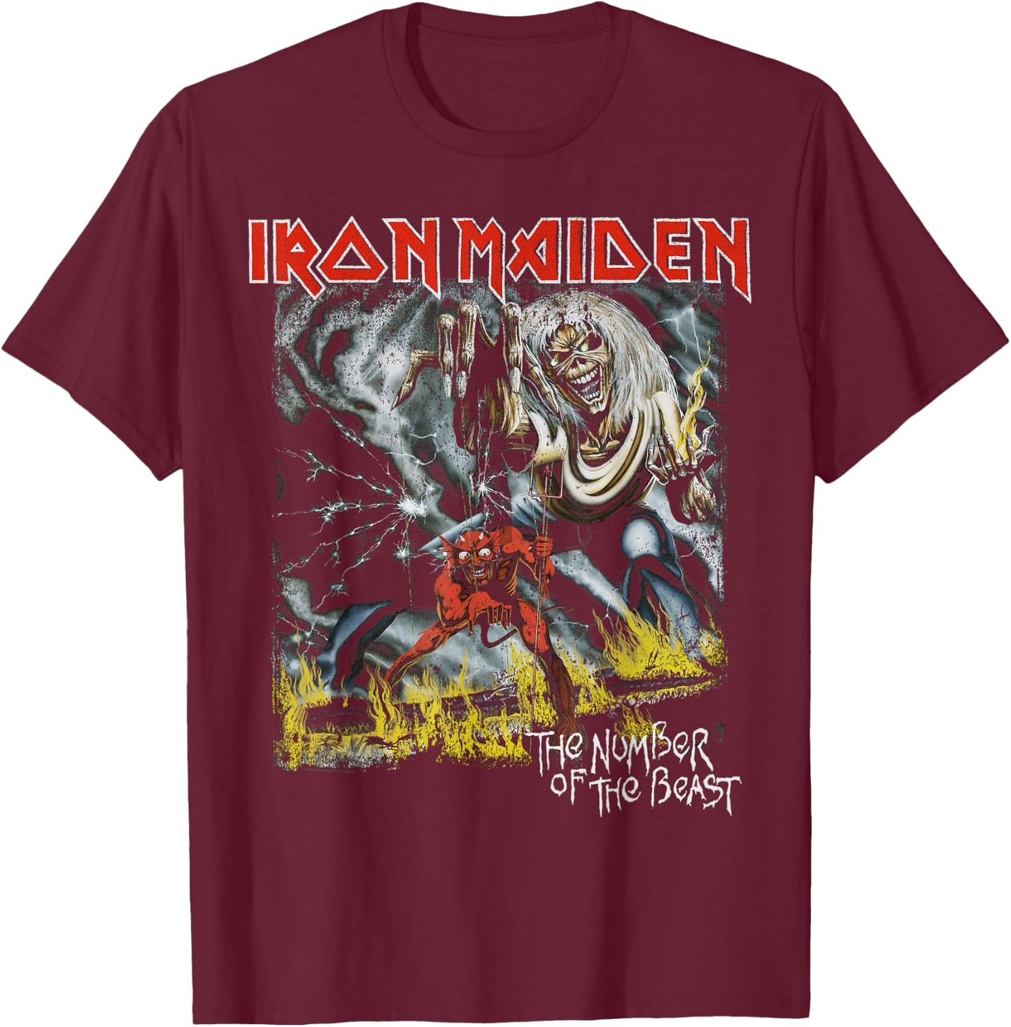 Iron Maiden - Eddie Number of the Beast T-Shirt - T-Shirt | Maroon