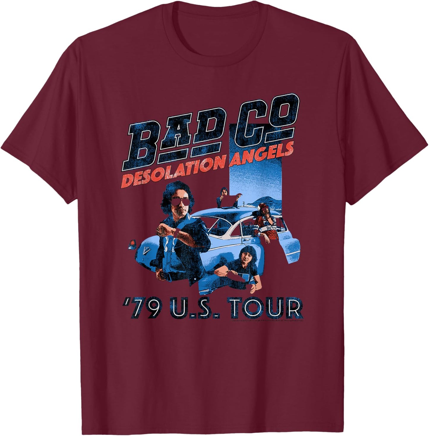 Bad Company Desolation Angels 1979 US Tour for Light Colors T-Shirt - T-Shirt | Maroon