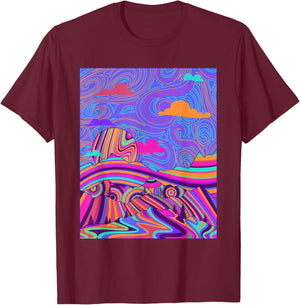 Psychedelic Trippy Mountain Funny Hippie Nature Lover Outfit T-Shirt - T-Shirt | Maroon