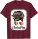 Bleached Football Mimi Life Messy Bun Mother's Day T-Shirt - T-Shirt | Maroon