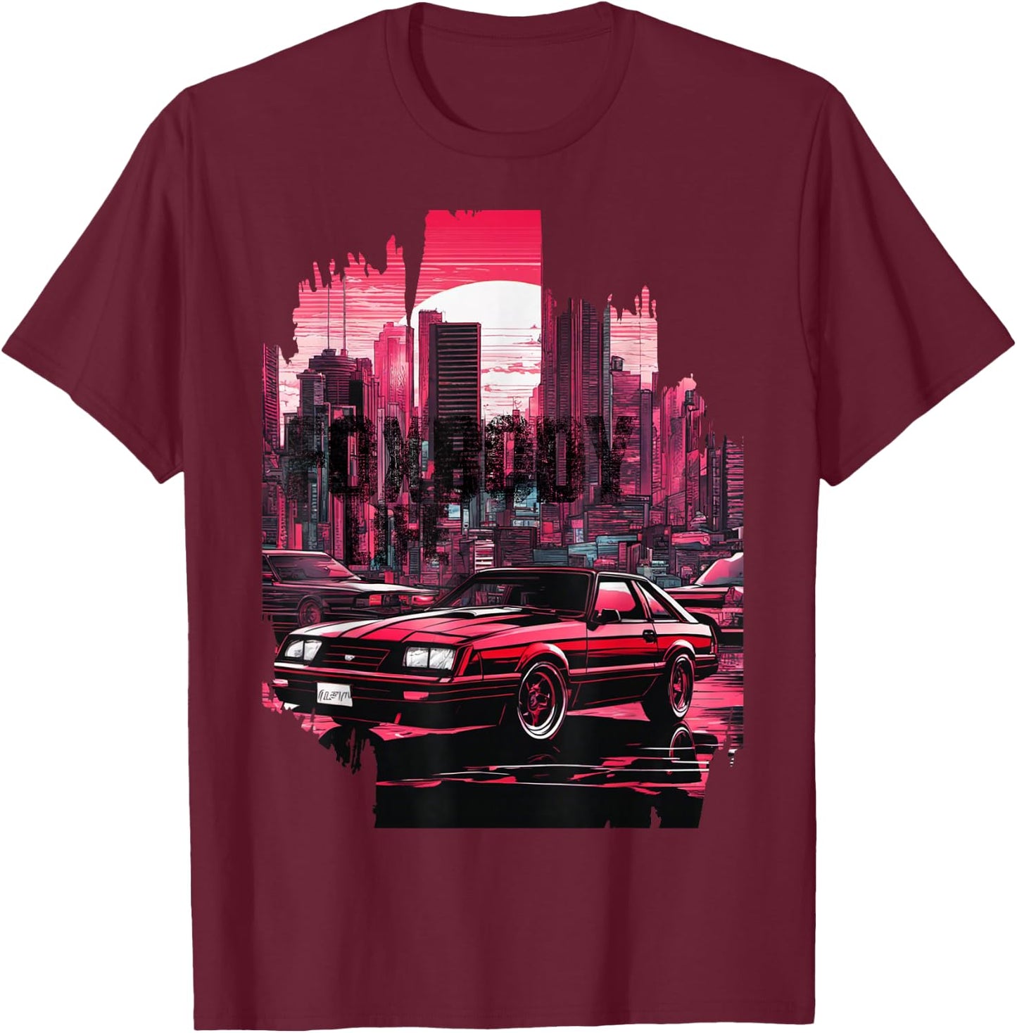 Foxbody 5.0 American Muscle Stang Car T-Shirt - T-Shirt | Maroon