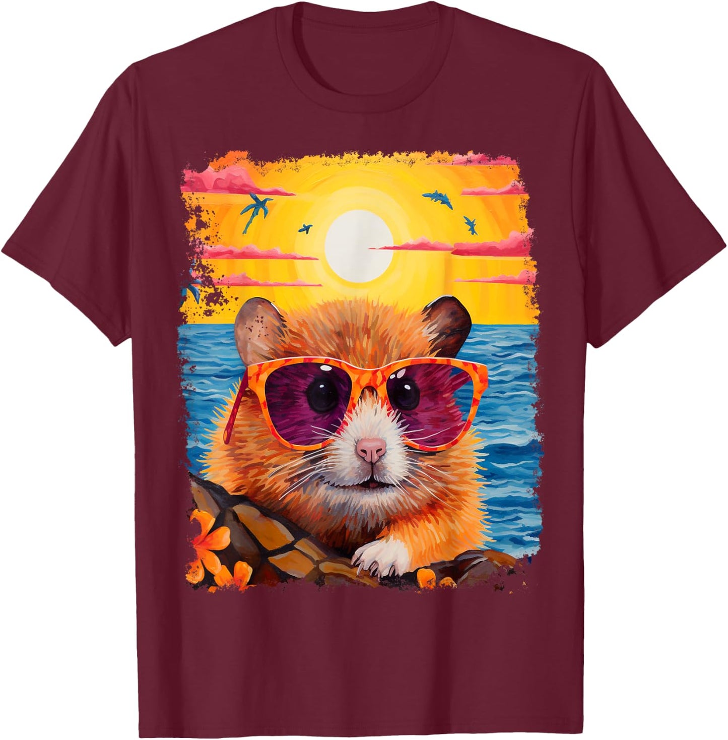 Hamster Hawaiian T-Shirt - T-Shirt | Maroon