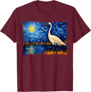 Whooping Crane Bird T-Shirt - T-Shirt | Maroon