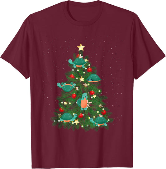Sea Turtle Tortoise Christmas Tree T-Shirt - T-Shirt | Maroon
