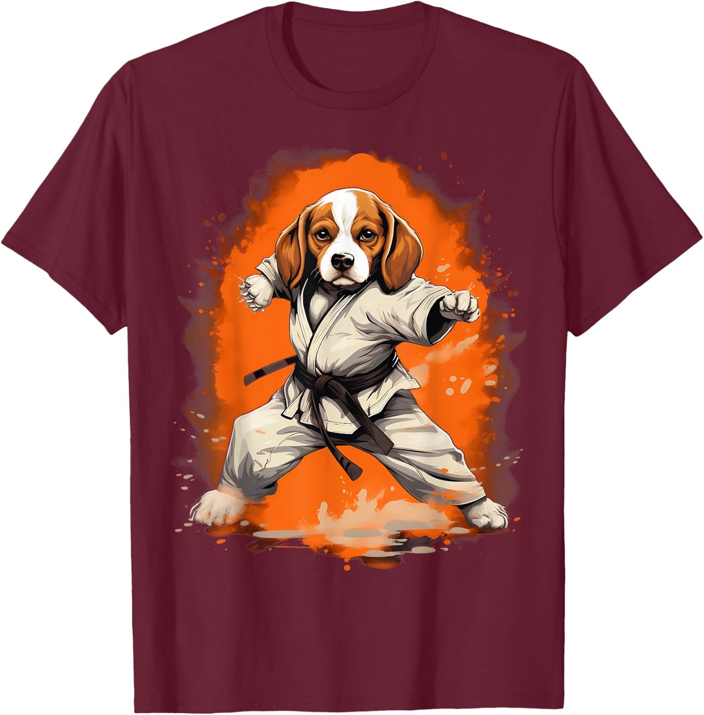 MMA Beagle Dog Karate Men Women Kids T-Shirt - T-Shirt | Maroon