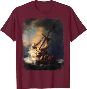 Rembrandt - Christ in the Storm on the Lake of Galilee, 1633 T-Shirt - T-Shirt | Maroon