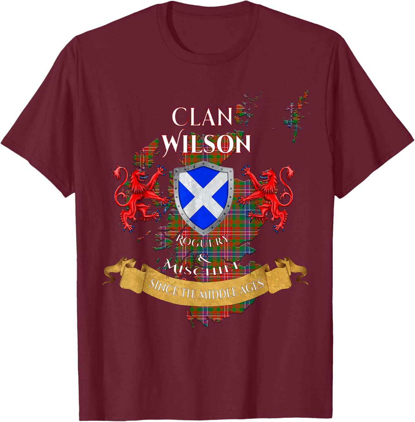 Wilson Scottish Family Clan Middle Ages Mischief T-Shirt - T-Shirt | Maroon