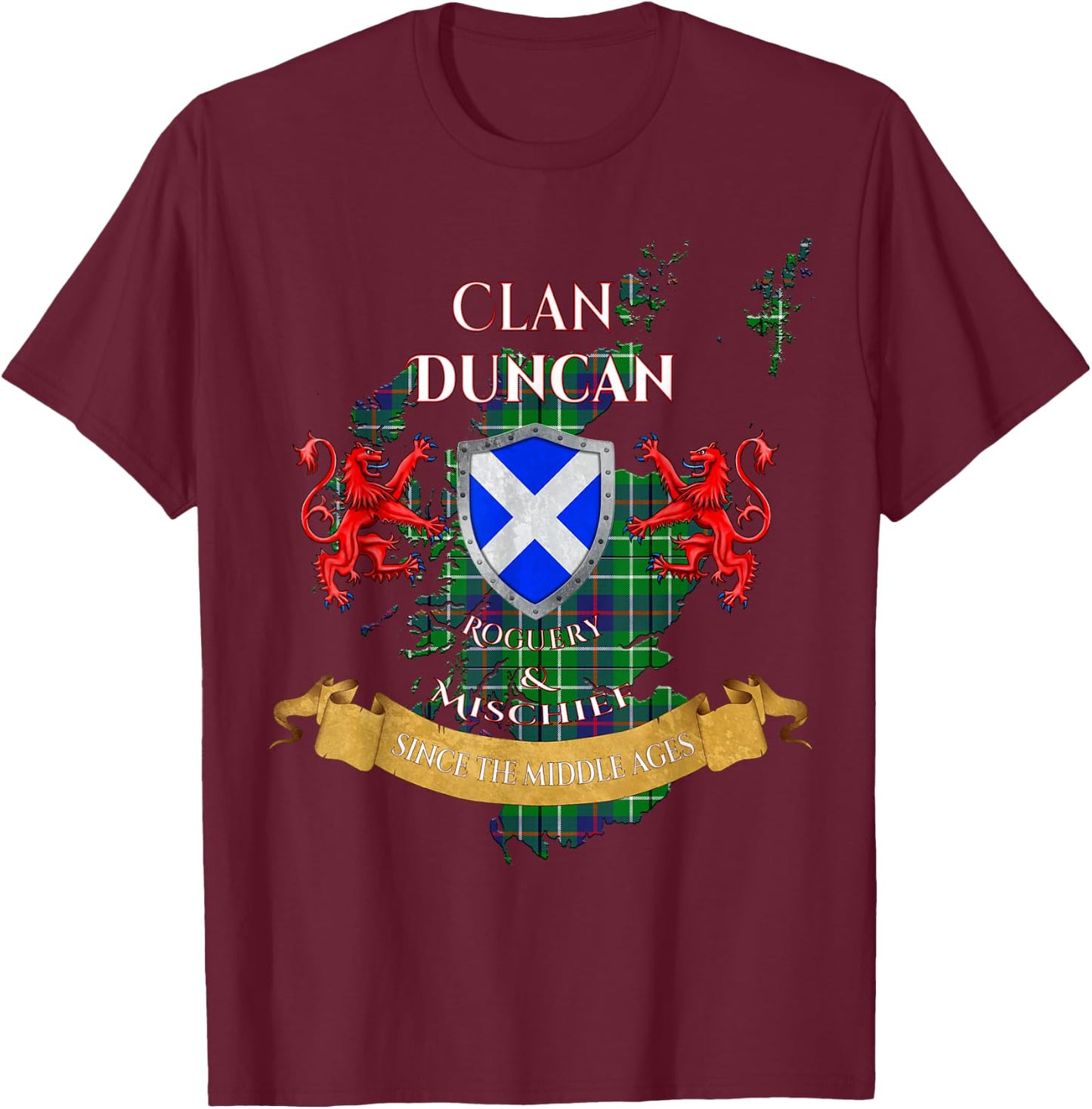 Duncan Scottish Family Clan Middle Ages Mischief T-Shirt - T-Shirt | Maroon