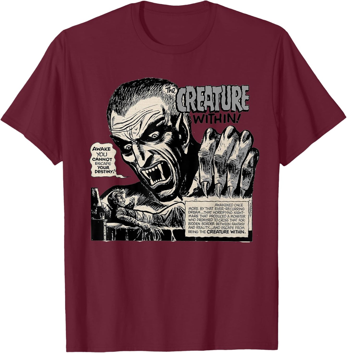 Retro Horror Movie Monster Vampire Vintage Halloween Dracula T-Shirt - T-Shirt | Maroon