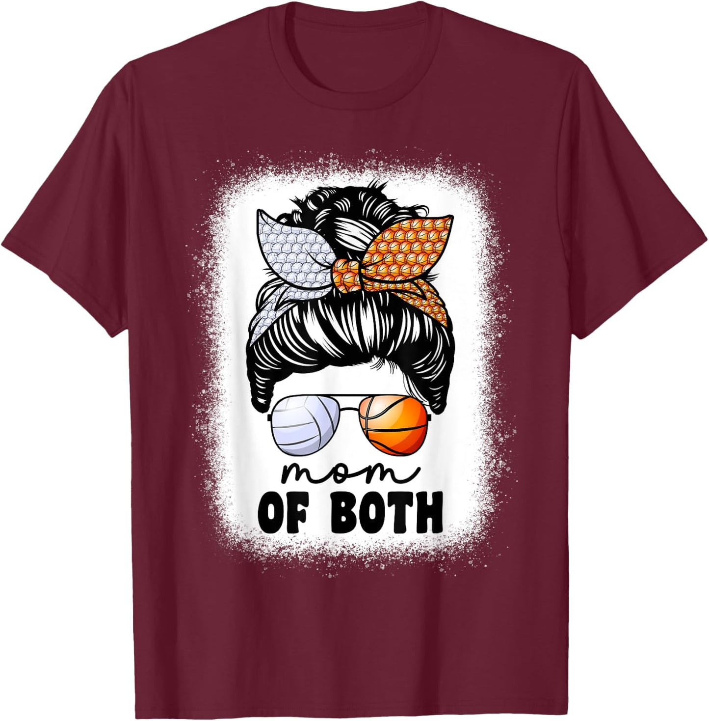 Mom Of Both Volleyball And Basketball Mom Mama T-Shirt - T-Shirt | Maroon