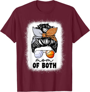 Mom Of Both Volleyball And Basketball Mom Mama T-Shirt - T-Shirt | Maroon