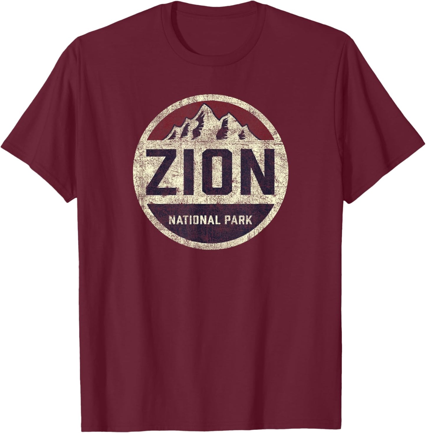 Retro Zion National Park Utah Mountain Women Men Kids Hiking T-Shirt - T-Shirt | Maroon
