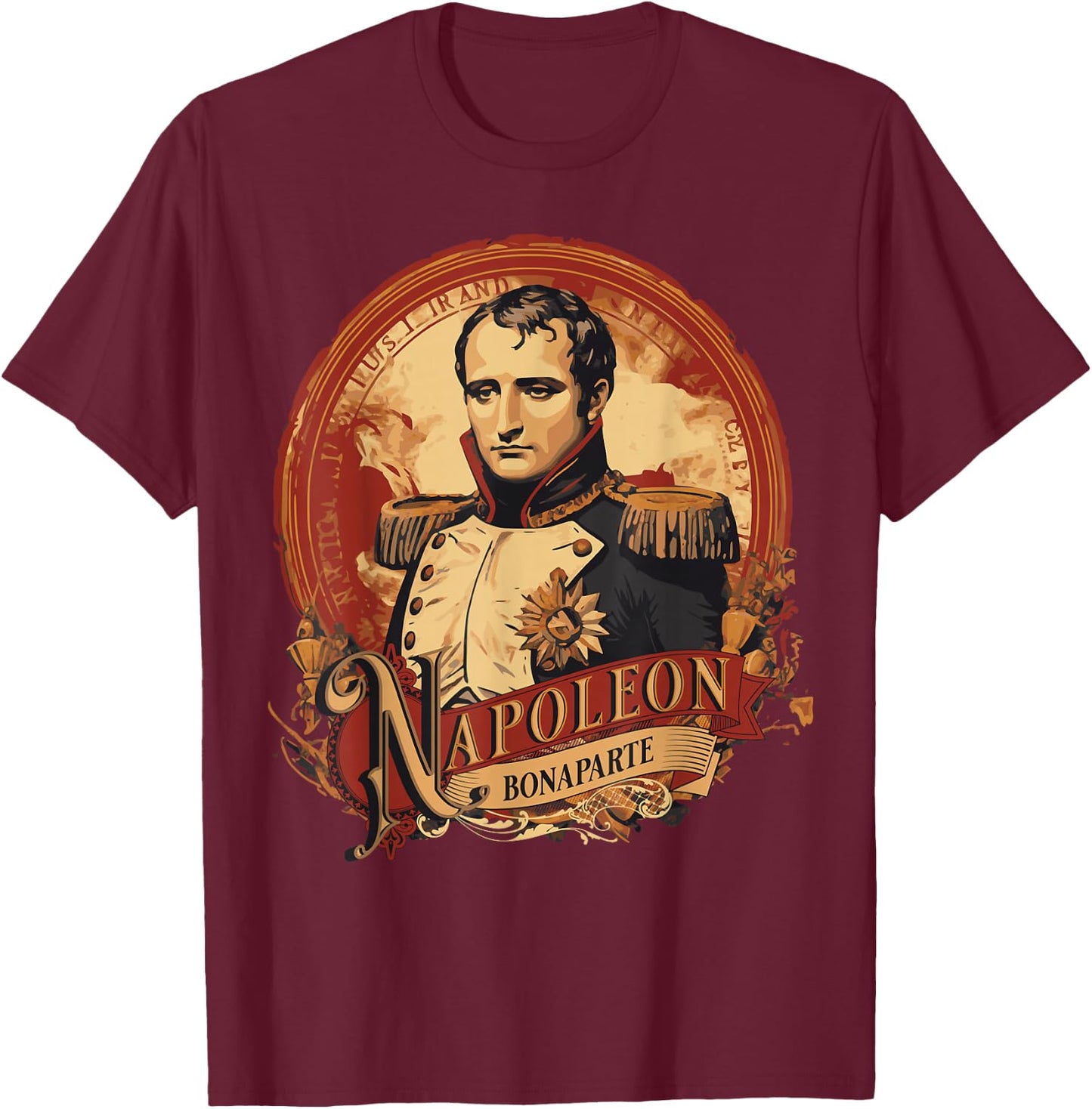 Napoleon Bonaparte Vintage Poster Style T-Shirt - T-Shirt | Maroon