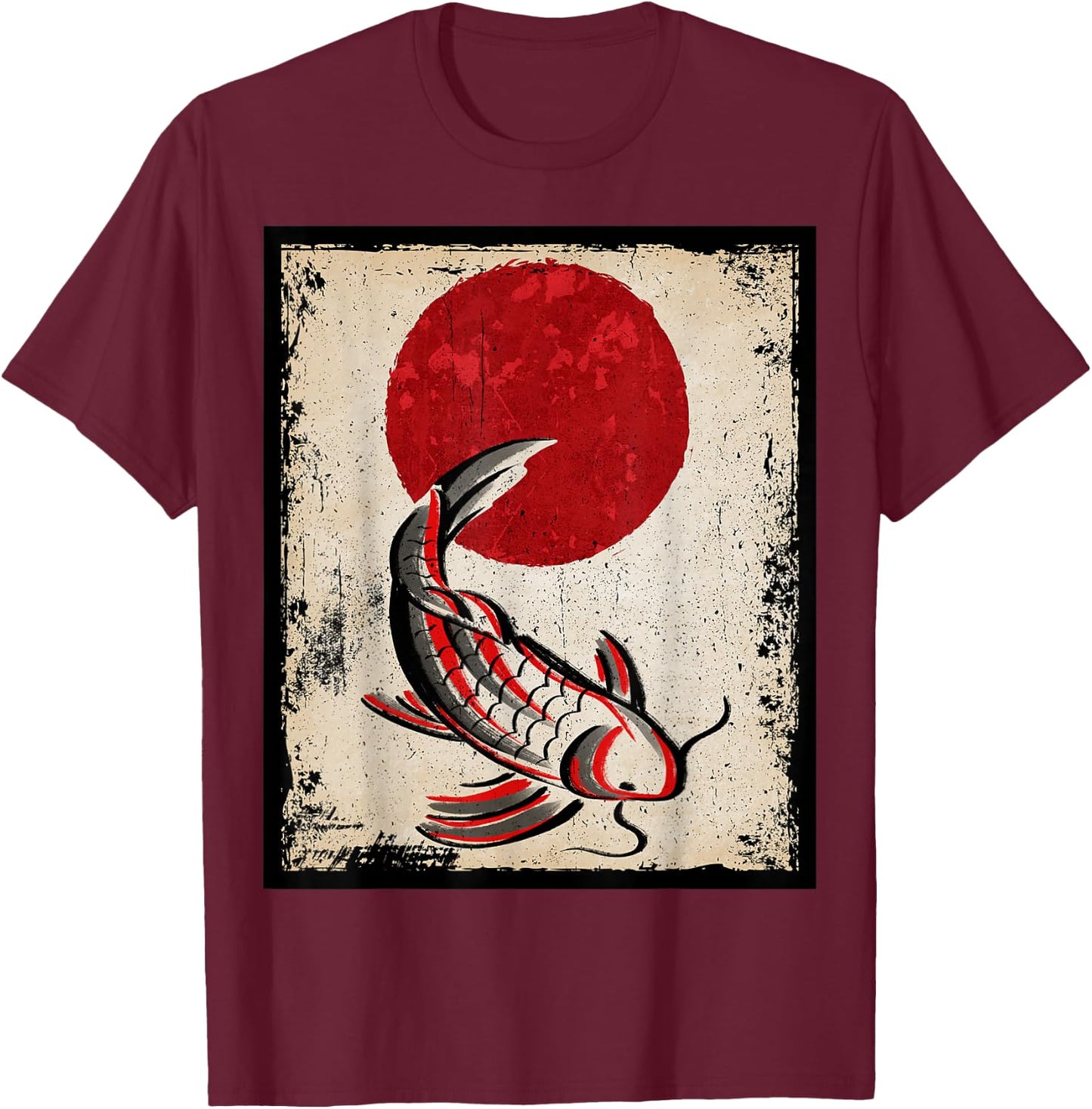 Japan koi carp fish Japanese Art Retro T-Shirt - T-Shirt | Maroon