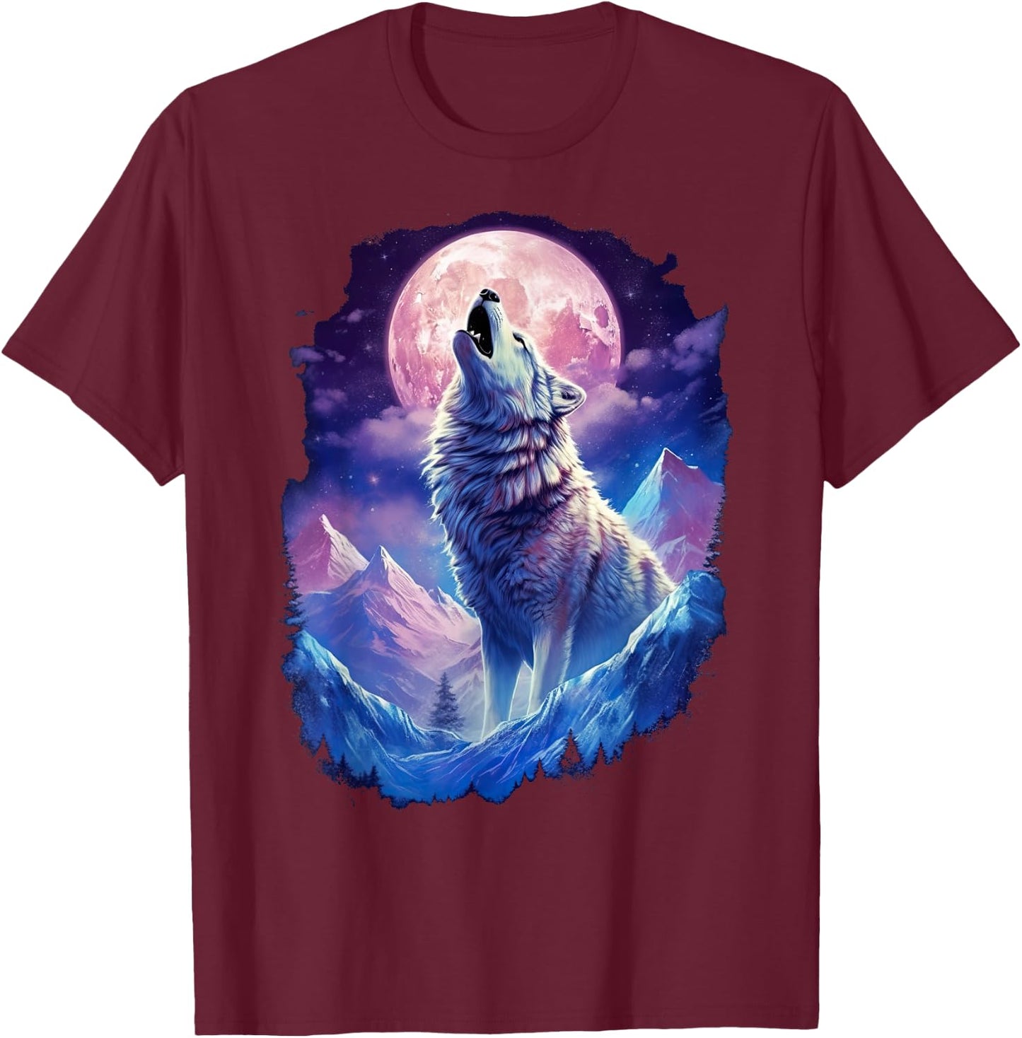 Wolf Moon Howling Funny Wolves pack of wolves T-Shirt - T-Shirt | Maroon