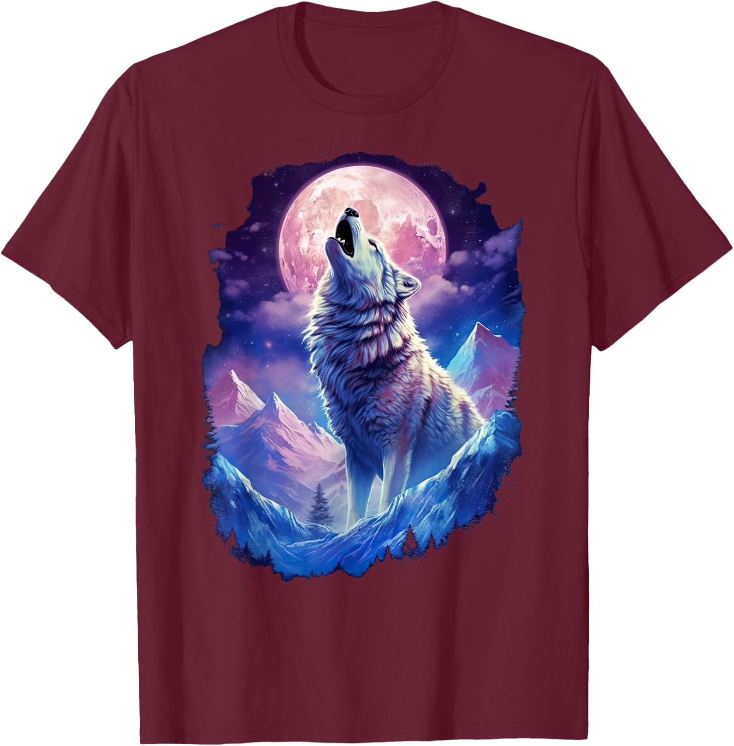 Wolf Moon Howling Funny Wolves pack of wolves T-Shirt - T-Shirt | Maroon
