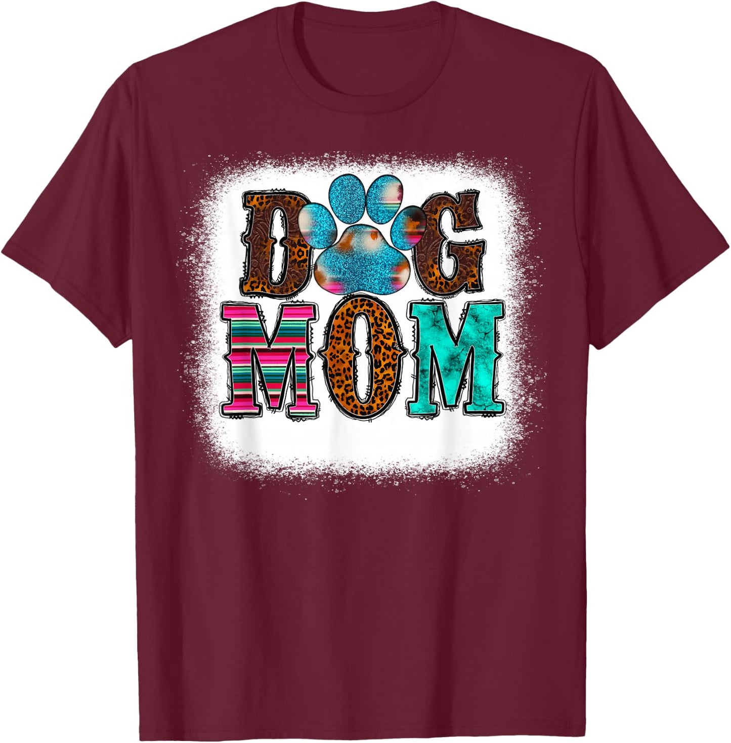 Women Tie Dye Leopard Dog Mama for Mom Mother's Day Dog love T-Shirt - T-Shirt | Maroon