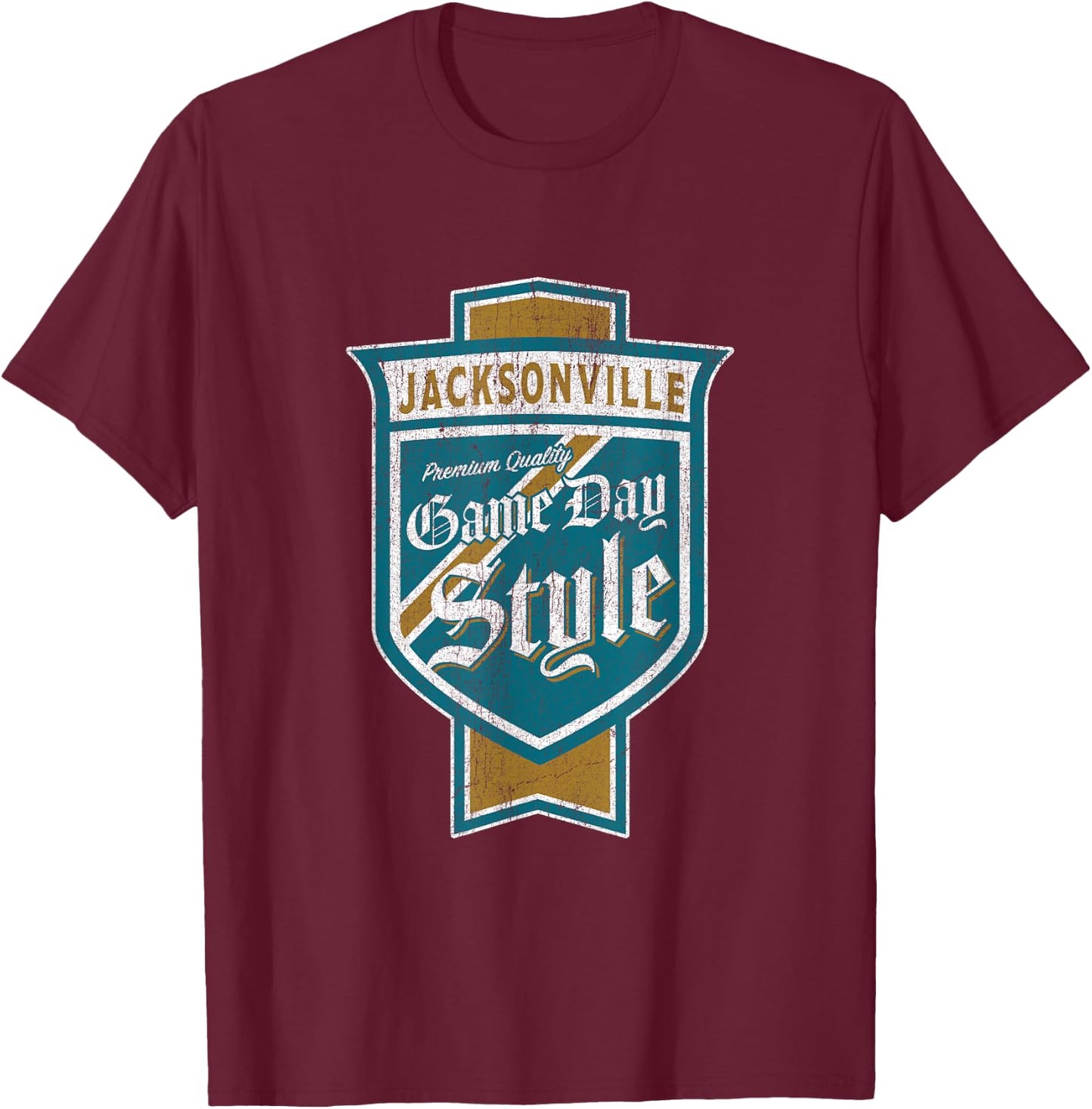 Faded Jacksonville Beer Label - Jacksonville Pride T-Shirt - T-Shirt | Maroon
