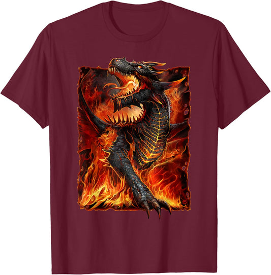 Spiral Original - Draconis - Gothic Dragon T-Shirt - T-Shirt | Maroon