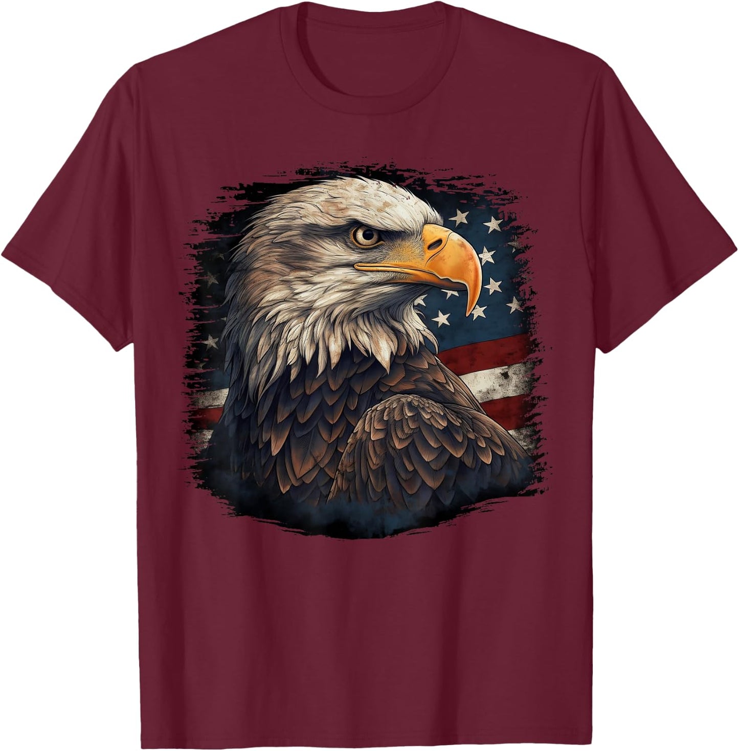 Bald Eagle US American Flag 4th of July Proud Patriotic T-Shirt - T-Shirt | Maroon