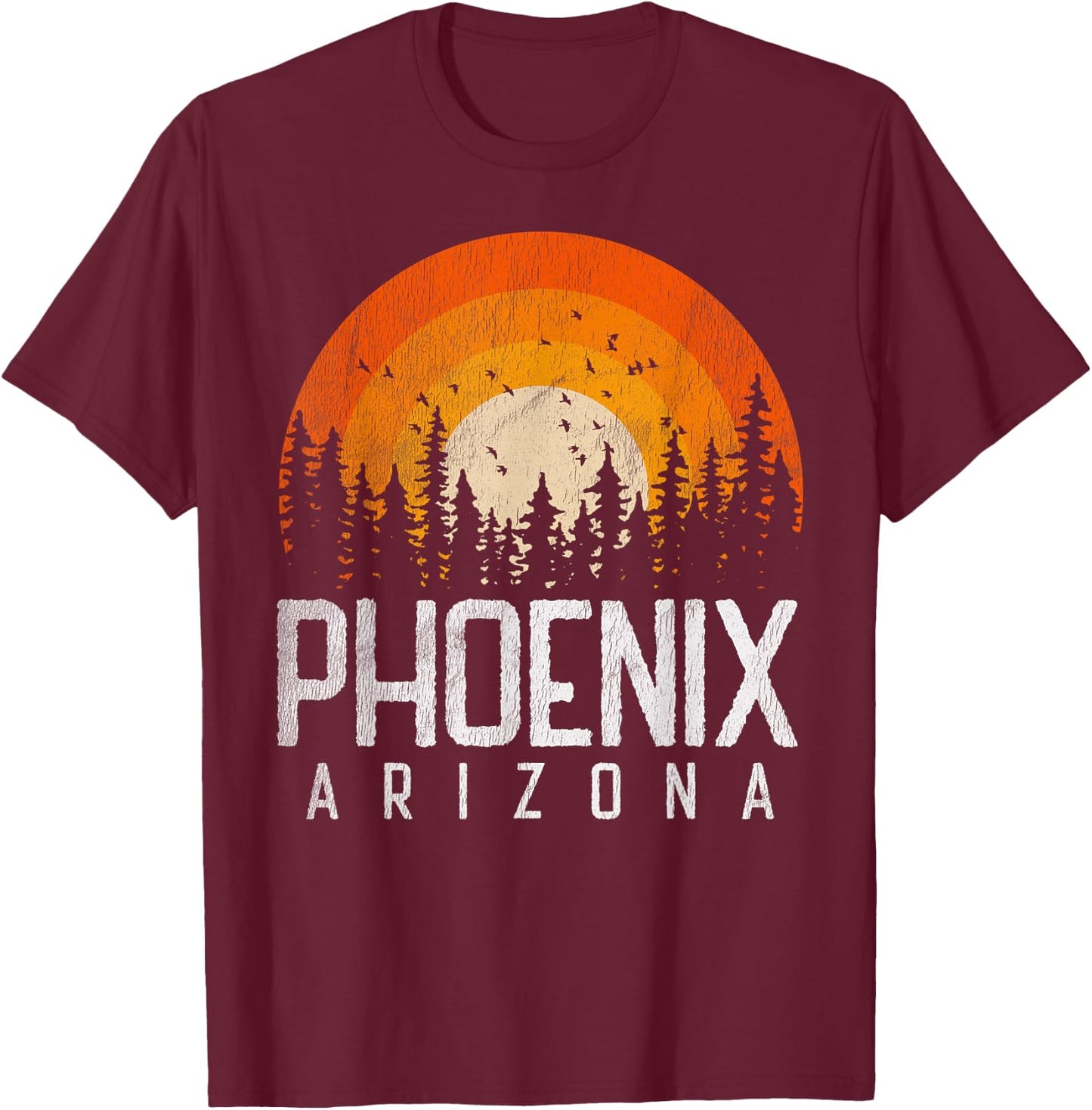 Phoenix Arizona AZ Vintage Retro Style City 70s 80s 90s Gift T-Shirt - T-Shirt | Maroon