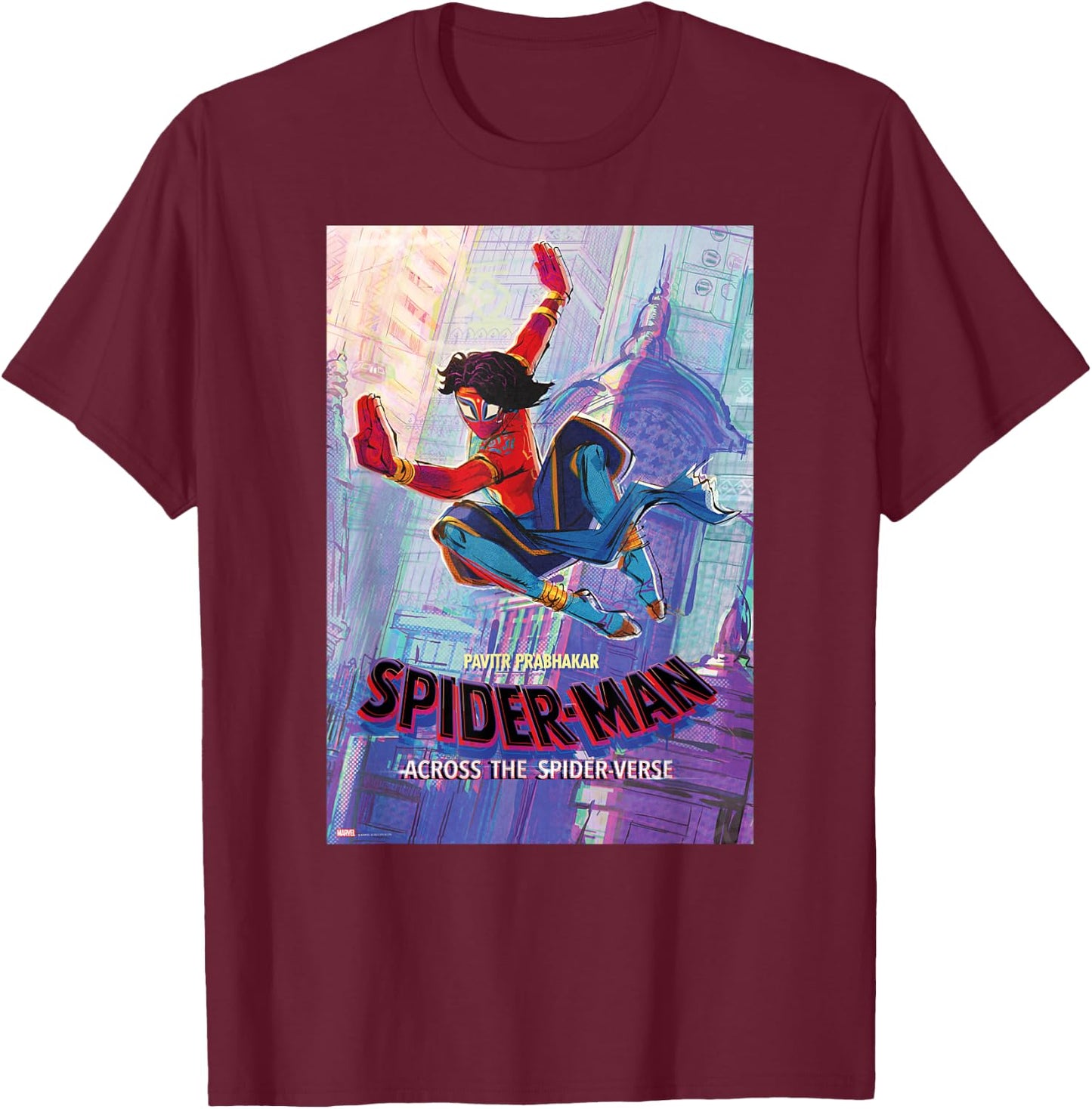 Marvel Spider-Man: Across the Spider-Verse Pavitr Poster T-Shirt - T-Shirt | Maroon