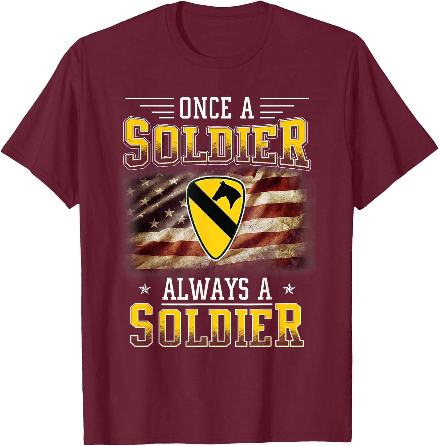 1st Cavalry Division Veteran Always a Soldier Military Xmas T-Shirt - T-Shirt | Maroon