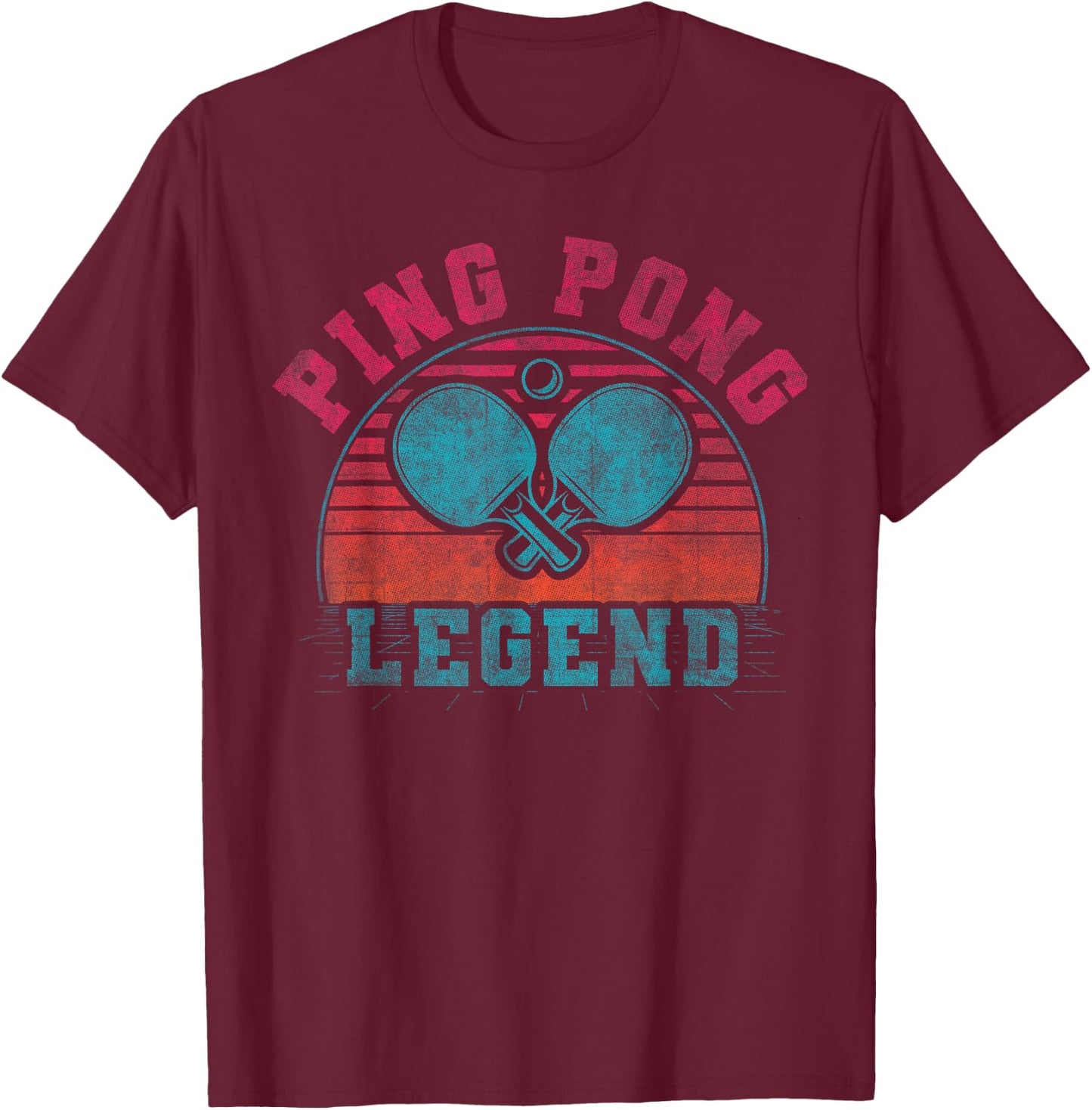 Cool Ping Pong Retro Crossing Rackets Ping Pong Legend T-Shirt - T-Shirt | Maroon