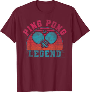 Cool Ping Pong Retro Crossing Rackets Ping Pong Legend T-Shirt - T-Shirt | Maroon