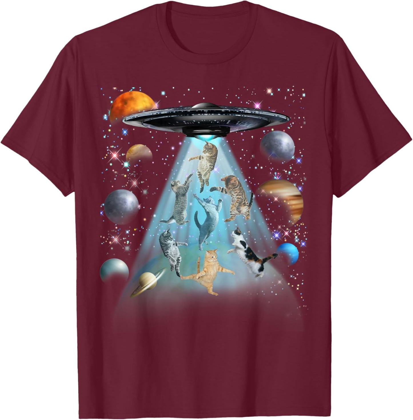 Space Cat Galaxy Cat Funny for Cat Dad Cat Mom Cat Lover T-Shirt - T-Shirt | Maroon