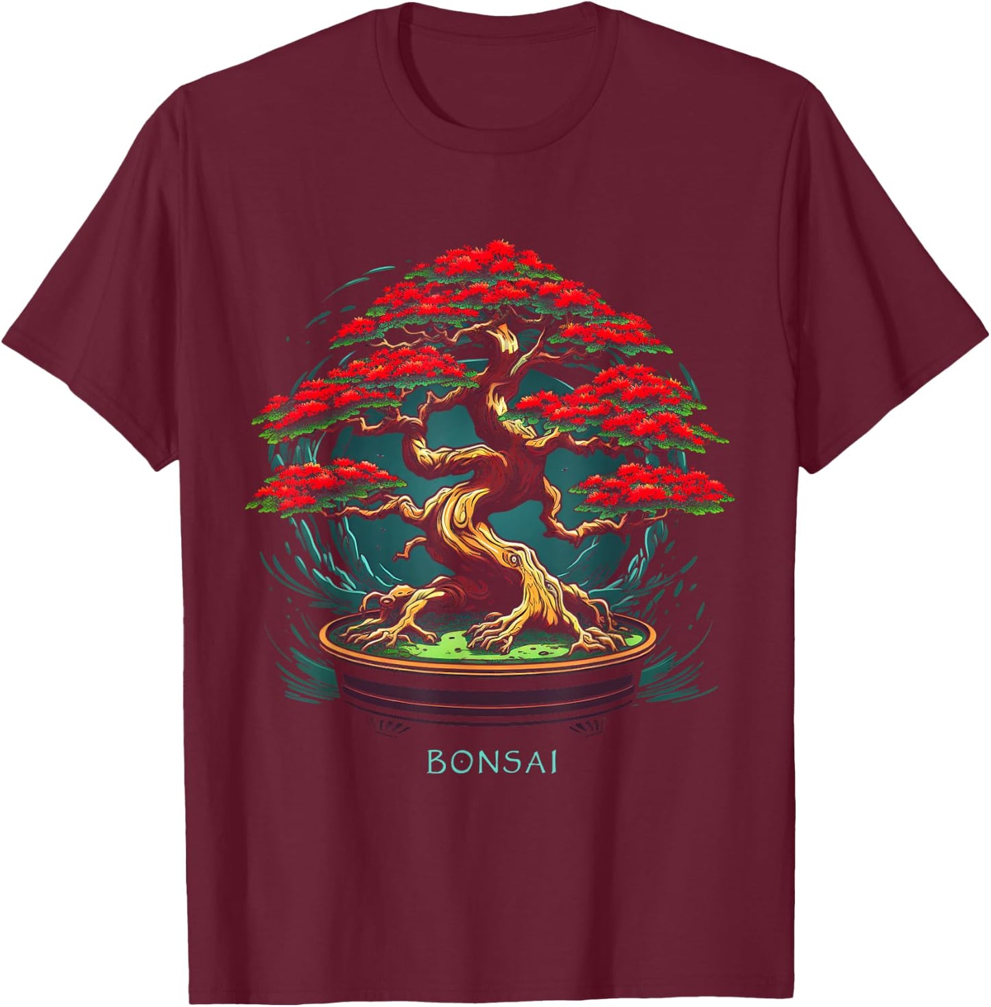 Zen Bonsai Enthusiast - Traditional Japanese Bonsai Tree T-Shirt - T-Shirt | Maroon